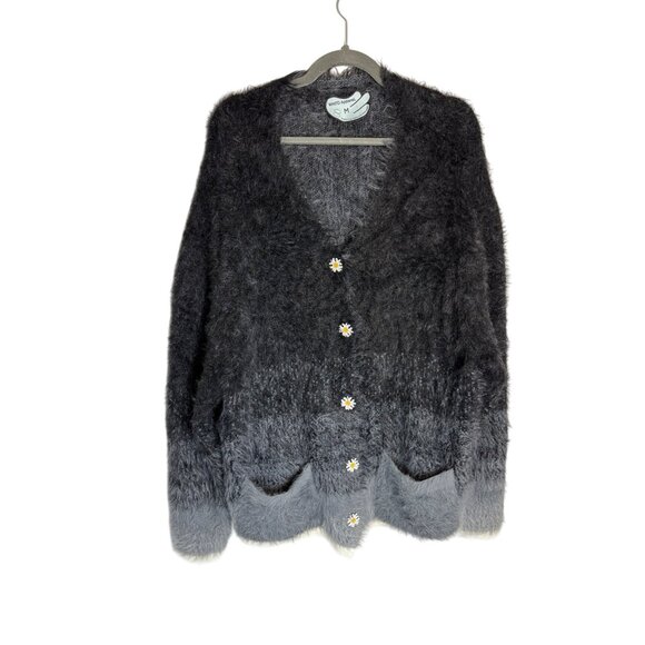 WNTD Apparel Blu Boy Mohair Unisex Cardigan Black Grey-sz Medium - Picture 2 of 13